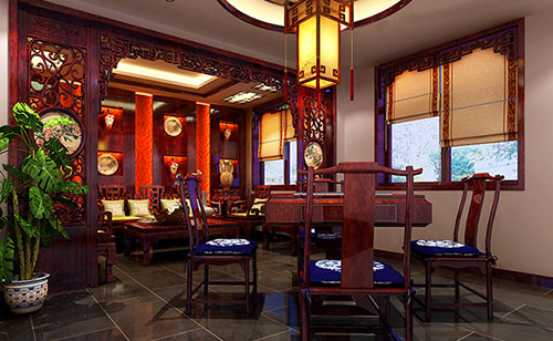 郑场镇古典中式风格茶楼包间设计装修效果图